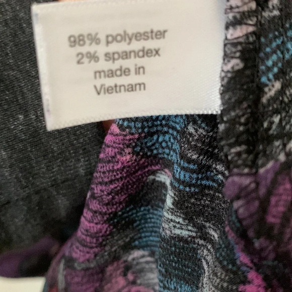 Lane Bryant Peplum Blouse Short Sleeve Purple Black Tie Front Size 18 goth - Picture 8 of 10